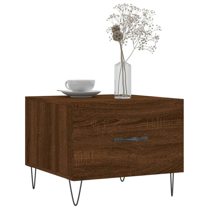 vidaXL - Salontafel - 50x50x40 - cm - bewerkt - hout - bruin - eikenkleur