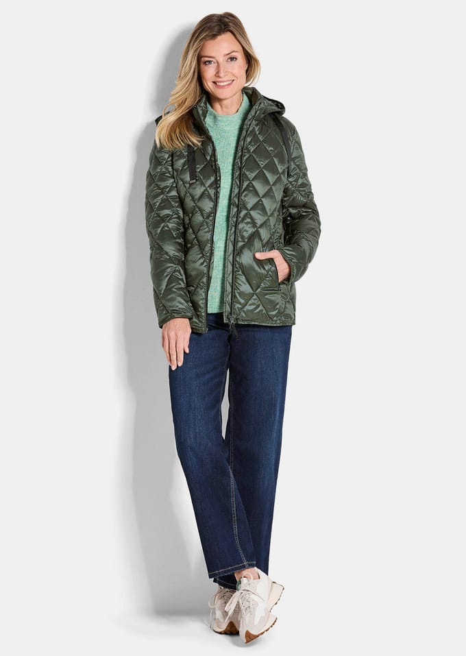 Gewatteerd jack met ruitmotief - kaki - Gr. 19 van Goldner Fashion