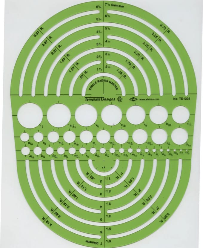 Circle Radius Master Sjabloon # TD1202 - Scale 3/64" - 7½"