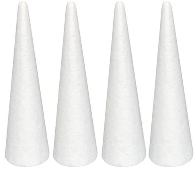 Schuimkegels voor Creatieve Doe-Het-Zelf Projecten - 4 Stuks, 9 x 30 cm, Wit