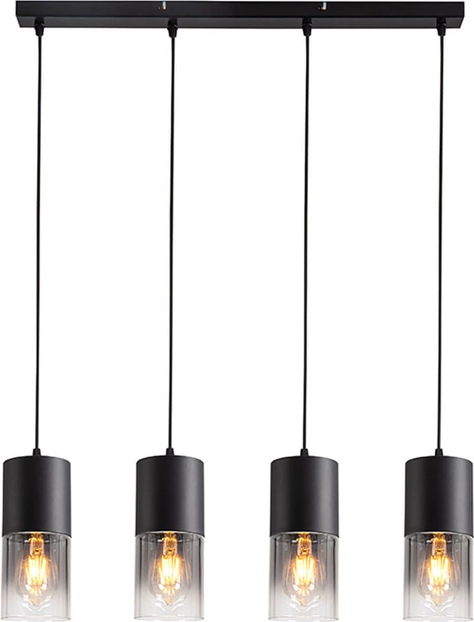 Olucia - HUY - Hanglamp - Zwart / Grijs - 4L - Vorm: Rechthoek