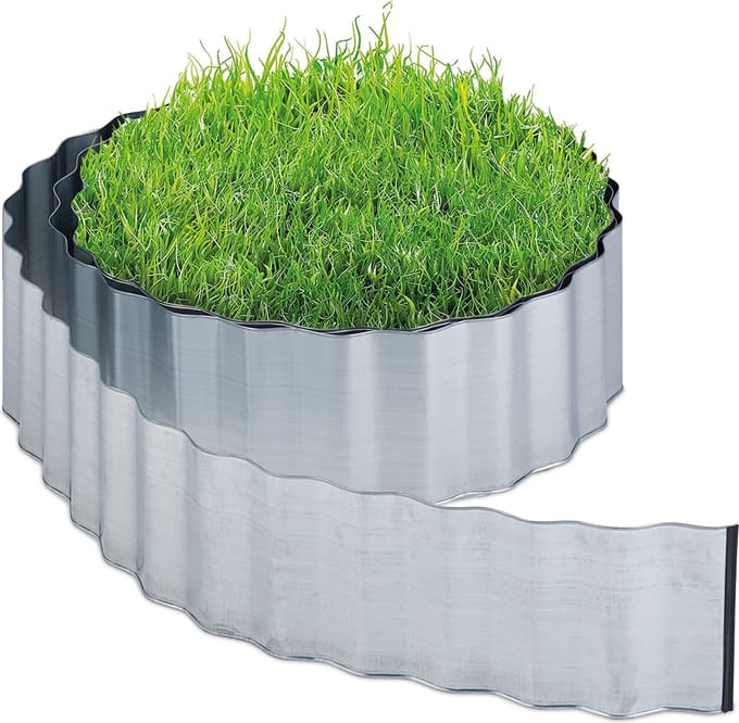 borderrand metaal - 6 meter - flexibel - 16 cm hoog - zilver