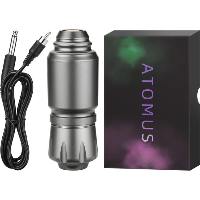 ATOMUS Aluminiumlegering Rotary Tattoo Pen Tattoo Machine Shader Liner Motor Stroomkabel Kit voor zilvergrijze kleur