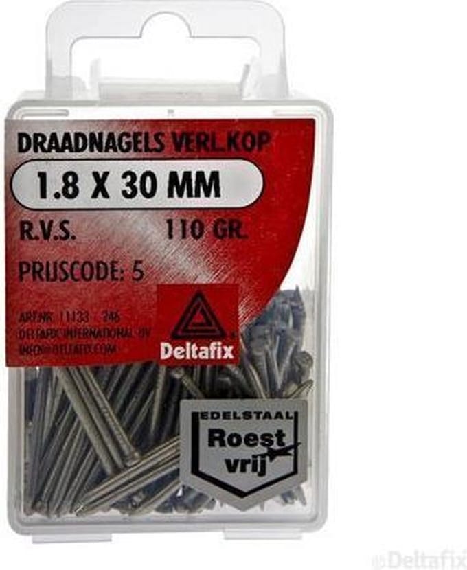 Deltafix spijkers 1,8 x 30 mm - RVS - verloren kop - 110 gram