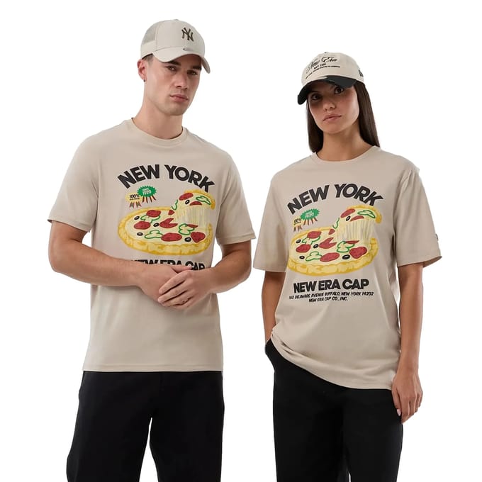 New Era Pizza T-shirt Met Korte Mouwen Beige M Man