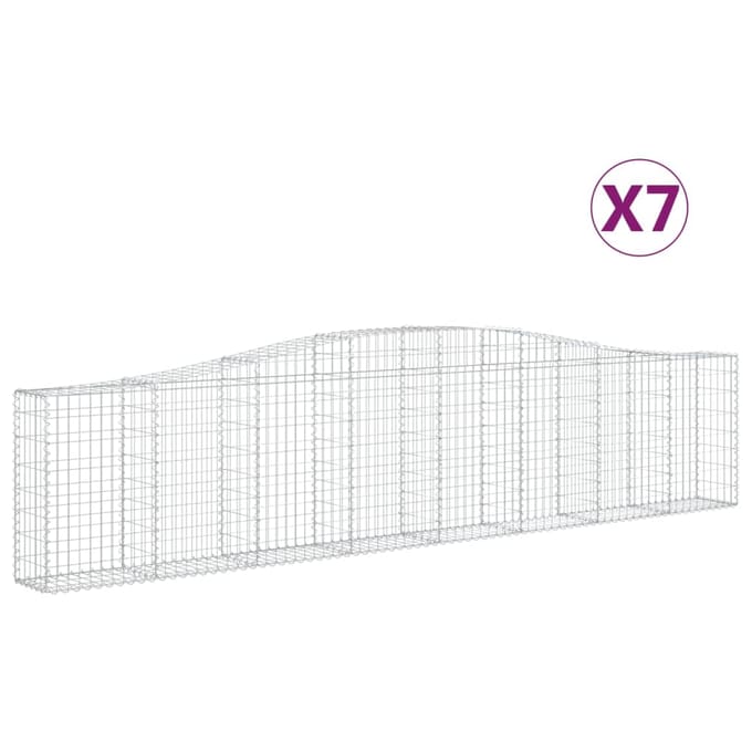 vidaXL - Schanskorven - 7 - st - gewelfd - 400x30x80/100 - cm - ijzer
