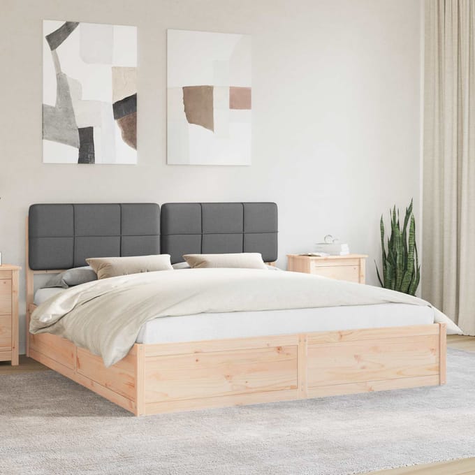 vidaXL - Bedframe - met - Gevoerde - Hoofdbord - Donkergrijs - 200 - x - 200 - cm