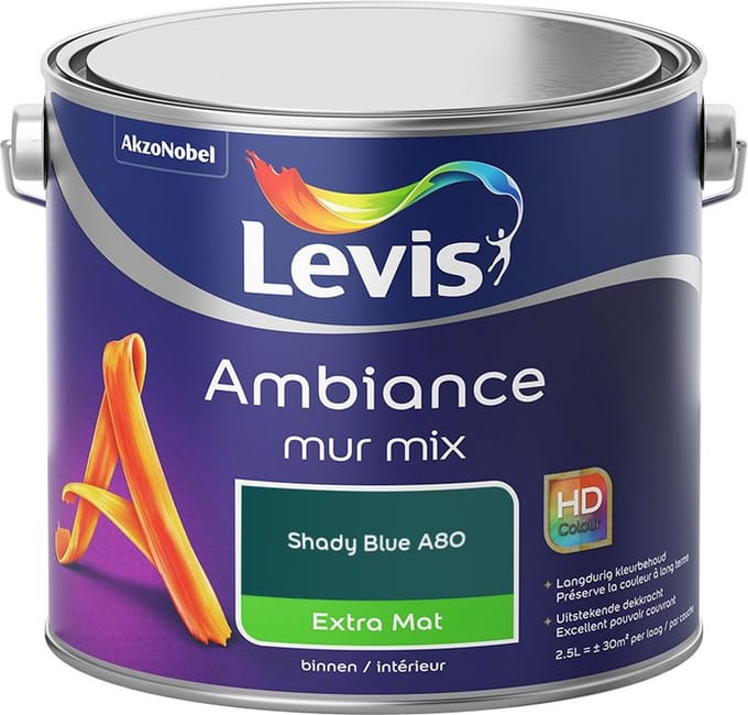 Levis - Ambiance Mur Extra Mat Mix - Shady Blue A80 - Mengverf - 2,5 L