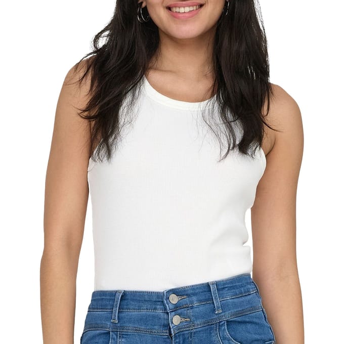 slim fit tanktop van mix van biologisch katoen model 'VAL'
