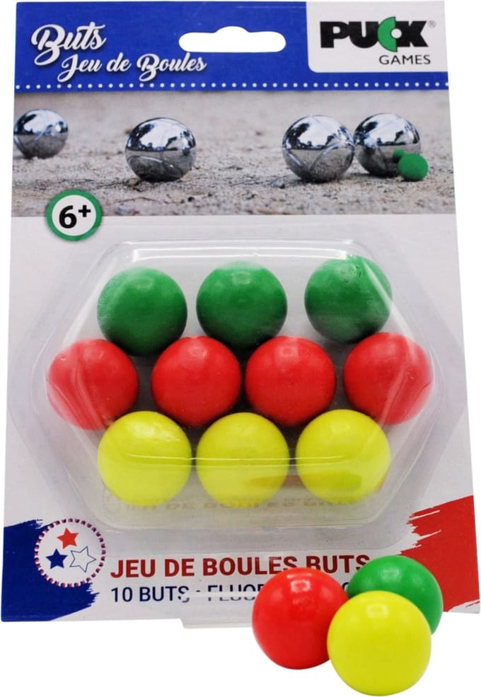 Puck Professionele jeu de boules buts - 10 gekleurde butjes van buxushout