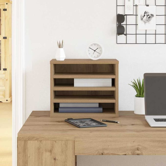 vidaXL - Bureau - organizer - Artisan - Eiken - 36 - x - 26 - x - 29,5 - cm - Bewerkt - hout