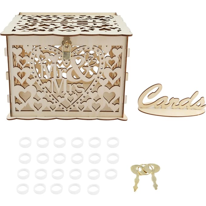 Bruiloft Kaartendoos met Sleutels DIY Geld Geschenkdoos Voor Verjaardagsfeest beige