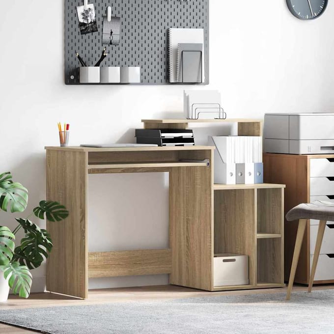 vidaXL - Bureau - Sonoma - Eik - 120,5 - x - 44 - x - 88,5 - cm - Bewerkt - hout