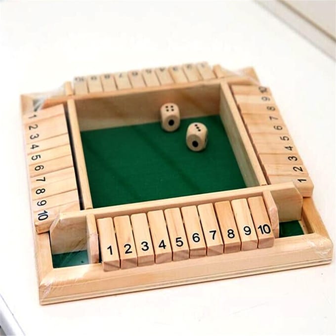 Shut The Box Houten Wiskundige Traditionele Pub Bord Dobbelstenen Spel Reizen 4 Spelers beige