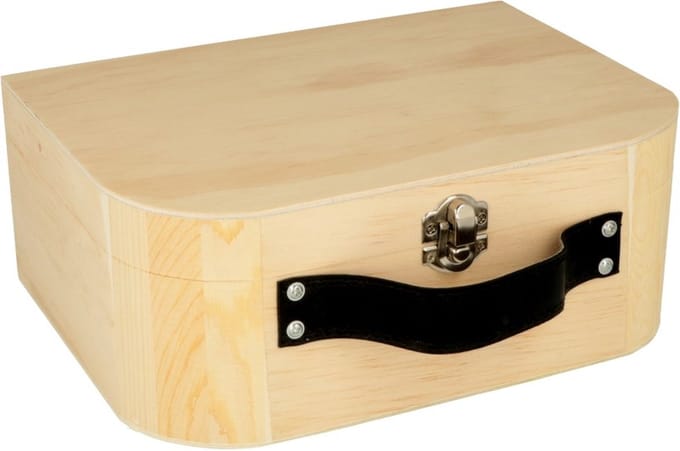 Artemio houten Koffer lederlook handvat zwart 23 cm