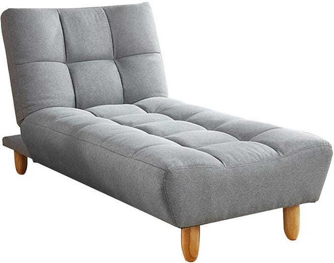 Vente-unique Chaise longue Klik-Klak van stof - Grijs L 84 cm x H 87 cm x D 165 cm