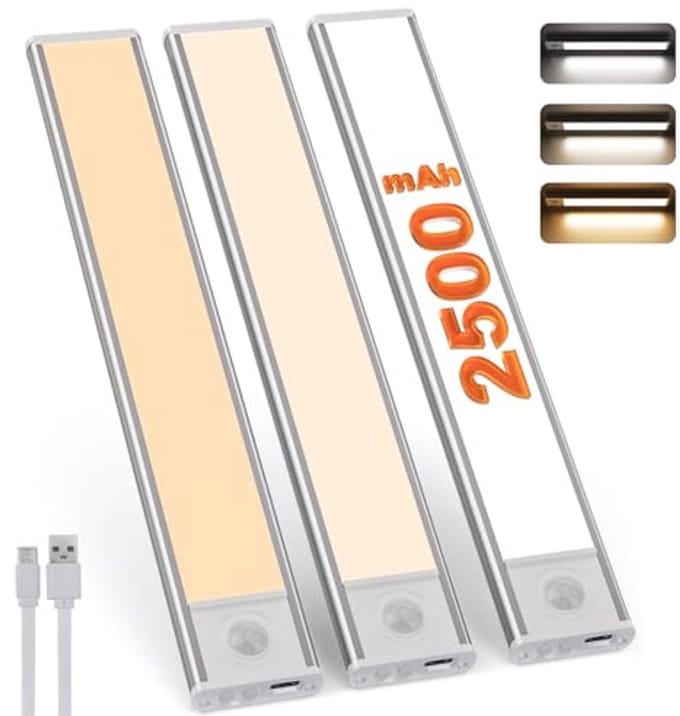 LED Kastverlichting met Bewegingssensor en Draadloze USB-installatie - Set van 3 Stuks
