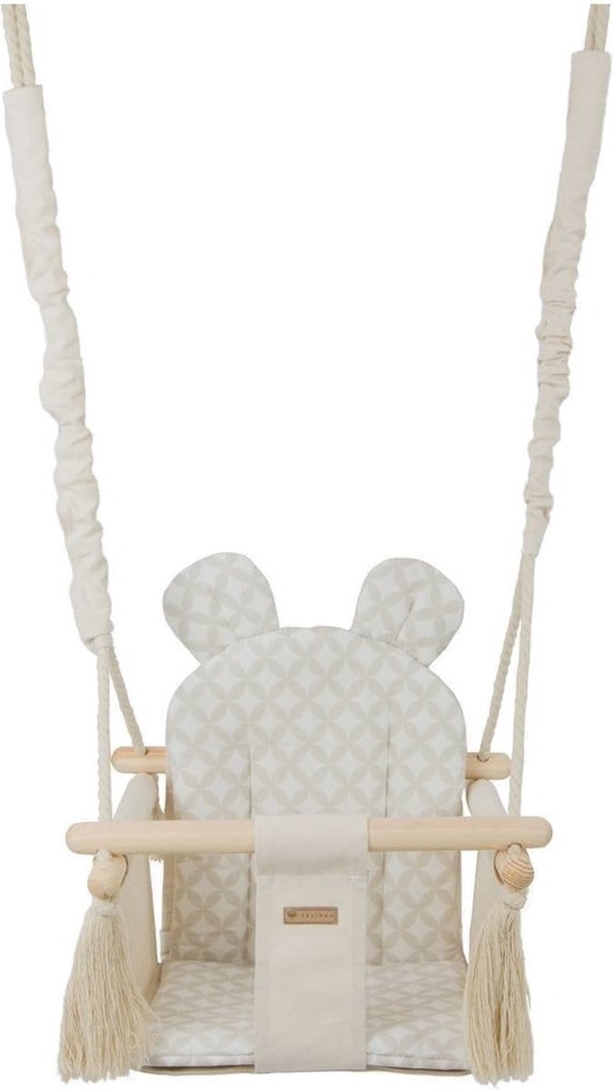 Baby schommel - hout - crème met diamant - tot 20 kg