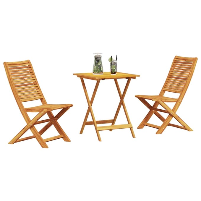 vidaXL - Opvouwbare - Bistroset - 3 - st - Bruin - Massief - Acacia - Hout