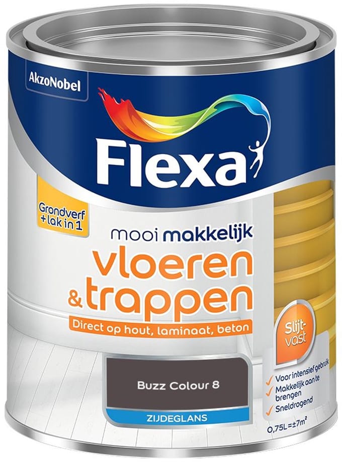 Flexa - Mooi Makkelijk Vloeren & Trappen Zijdeglans - Buzz Colour 8 - Mengverf - 750 Ml