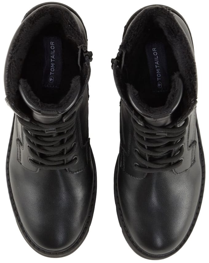 Tom Tailor - Gevoerde laarzen met hak en logodetails - Maat 41 - black