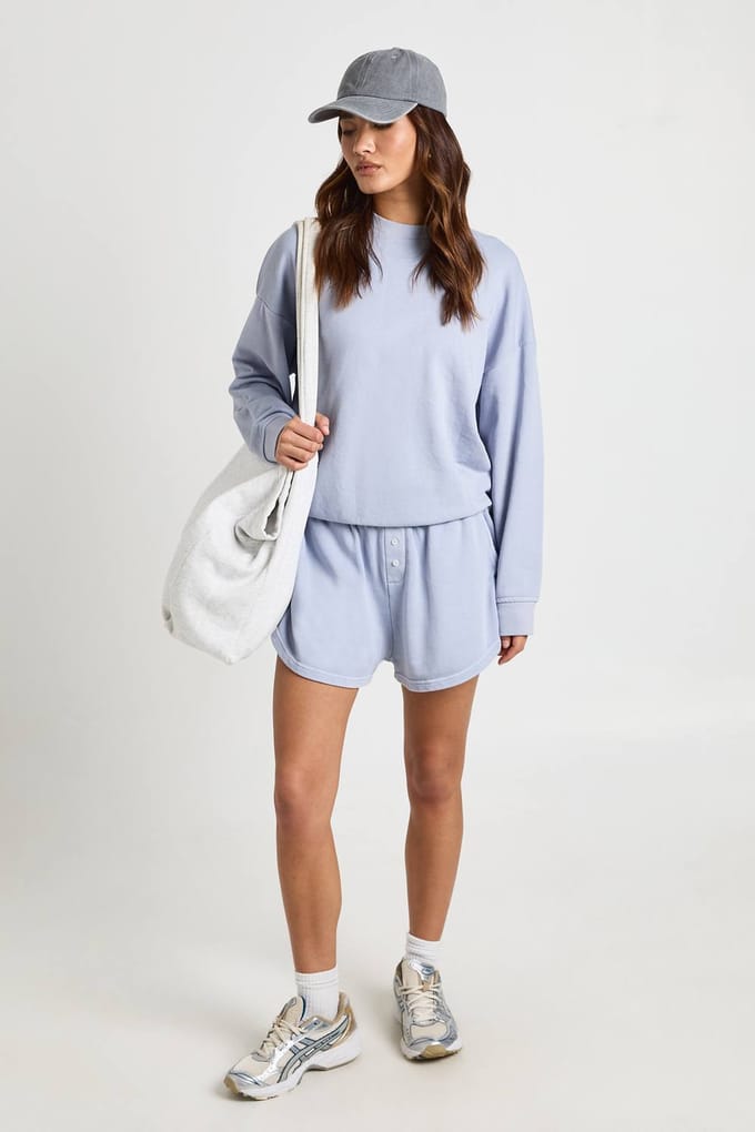 boohoo Dames Gewassen Distressed Loopback Sweatshirt | Blauw | Maat: Medium