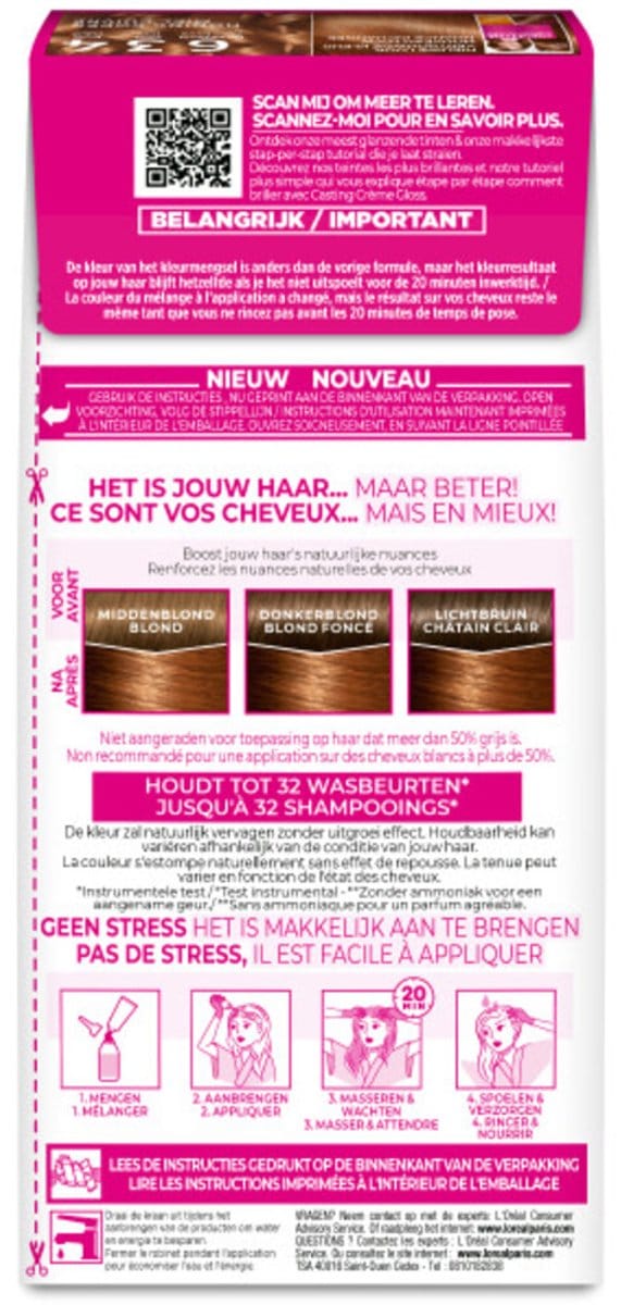 6x L'Oréal Casting Crème Gloss Haarkleuring 634 Honey Biscuit - Donker Goudkoperblond