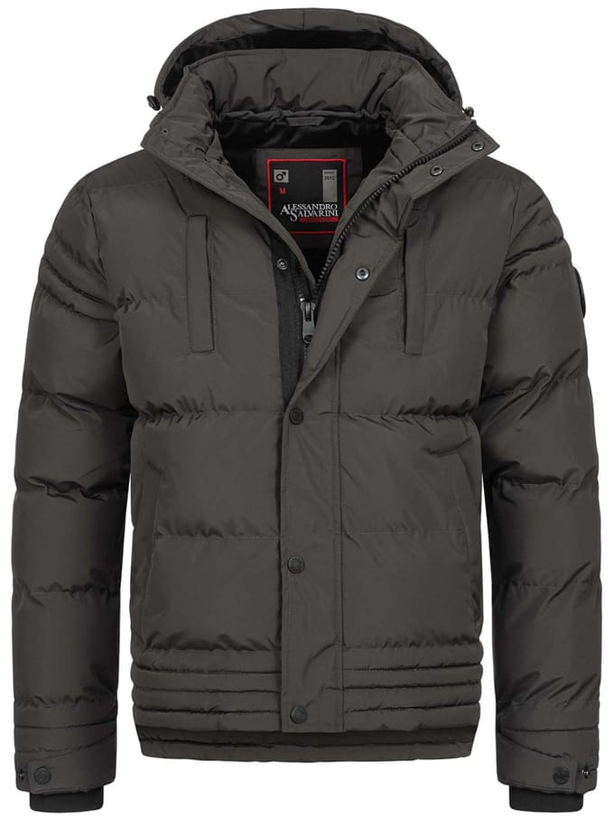 Alessandro Salvarini heren winterjas AS-281 met teddyvoering en afneembare capuchon