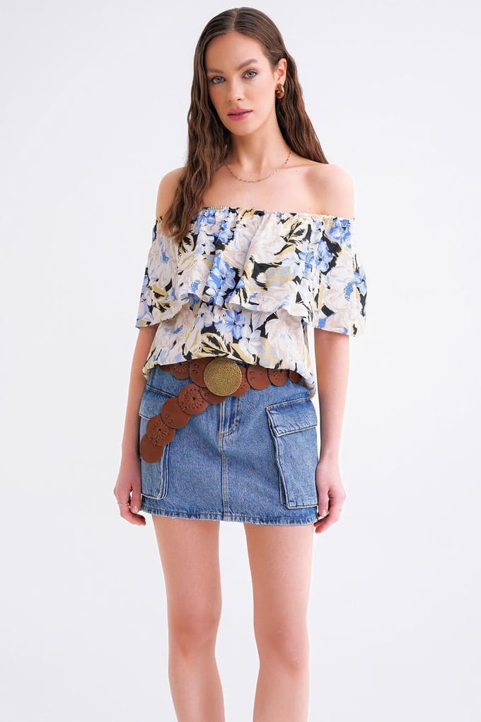 Bloemdruk Off-Shoulder Blouse
