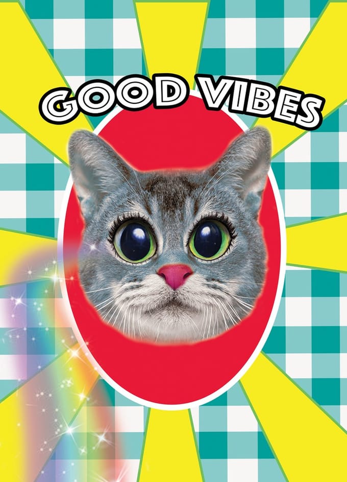 Kunstboer Kaart “good vibes” 10 st - kat poes