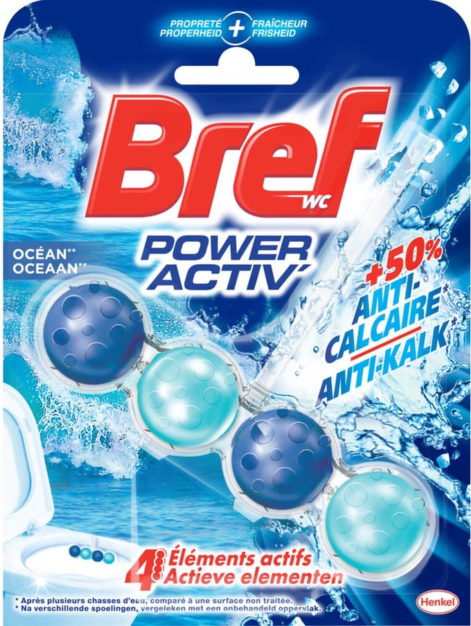 Bref - Toiletblok Power Active Ocean - 10 x 1 stuk - Voordeelverpakking