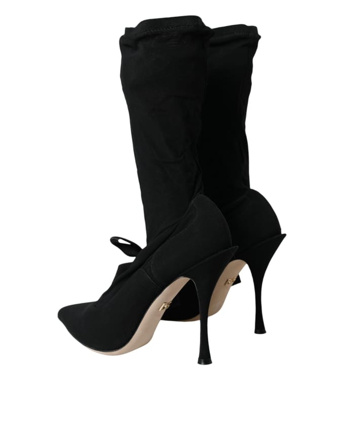 Dolce & Gabbana Zwarte Stiletto Hakken Laag Enkel Boots Schoenen