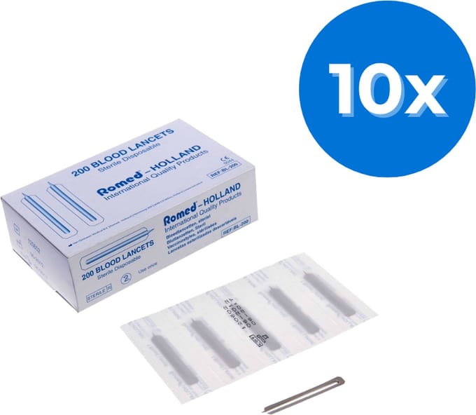 Romed bloedlancetten / blarenprikkers (2000 stuks) - Set van 10 doosjes Romed