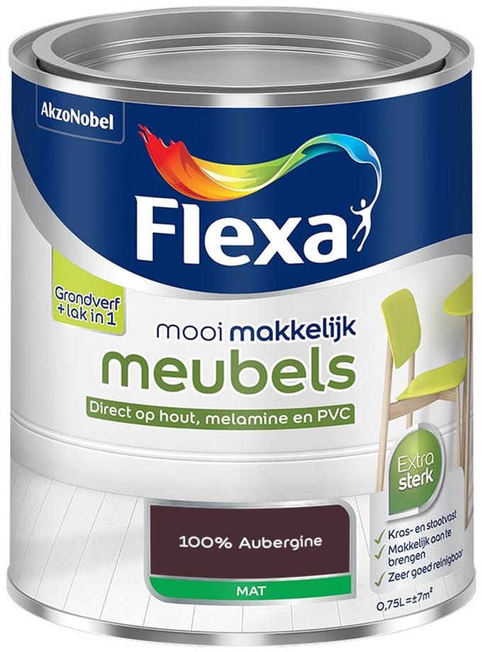 Flexa - Mooi Makkelijk Meubels Mat - 100% Aubergine - Mengverf - 750 Ml