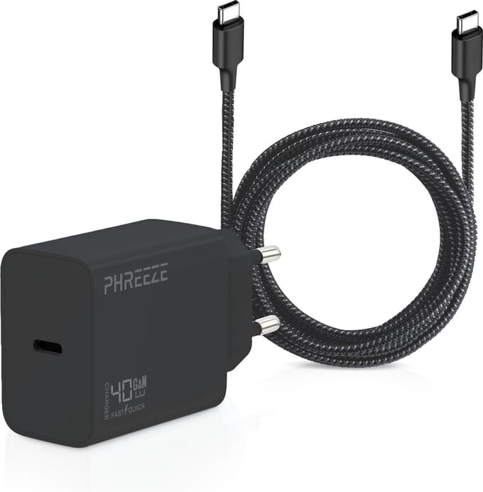 Usb c power adapter + usb C oplaadkabel - 40w usb c snellader - Usb oplaadstekker voor telefoon / tablet - Usb c oplader met usb c naar usb c oplaadkabel