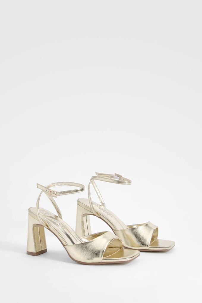 boohoo Dames Wide Fit Flat Heel 2 Part Heels | Goud | Maat: 39