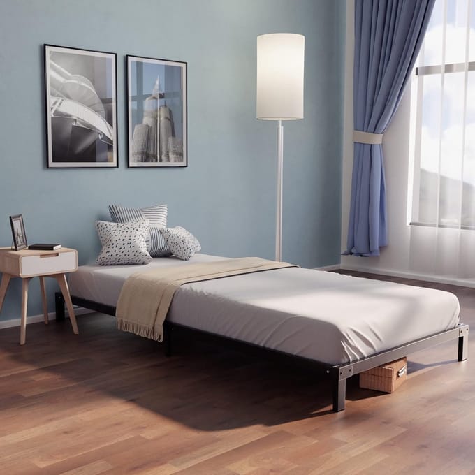 Stevig Metalen Bedframe 80x200 cm met Lattenbodem - Hoog Bed voor Opbergruimte
