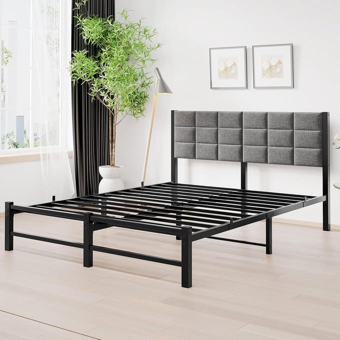 LunaSoft Industrieel Gestoffeerd Bedframe 140x200 - 140x200 cm - Arqam