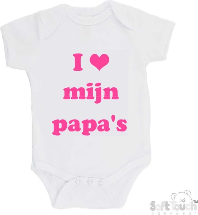 100% Katoenen Romper "I mijn papa's" Meisjes Katoen Wit/roze Maat 62/68