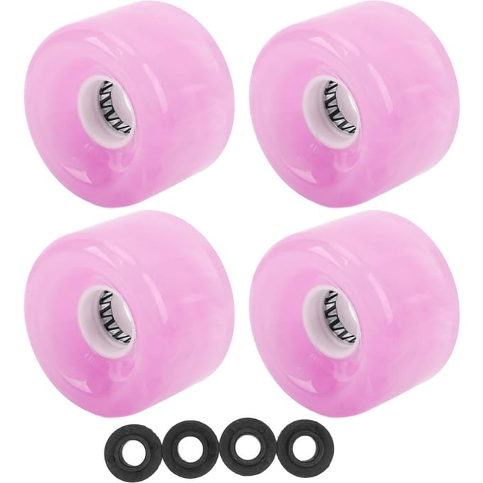 4 Stuks Skateboard Wielenset Vervanging 78A Hardheid PU Doorschijnend Knipperend Longboard Skateboard Wiel Roller roze