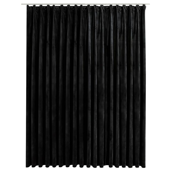 vidaXL - Gordijn - verduisterend - met - haken - 290x245 - cm - fluweel - zwart