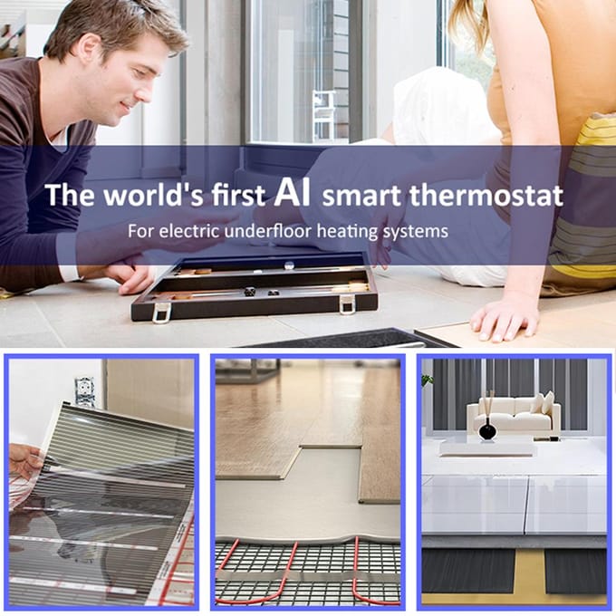 Thermostat intelligent pour chauffage au sol électrique domestique Thermostat WiFi AC avec application AI Smart Learning blanc