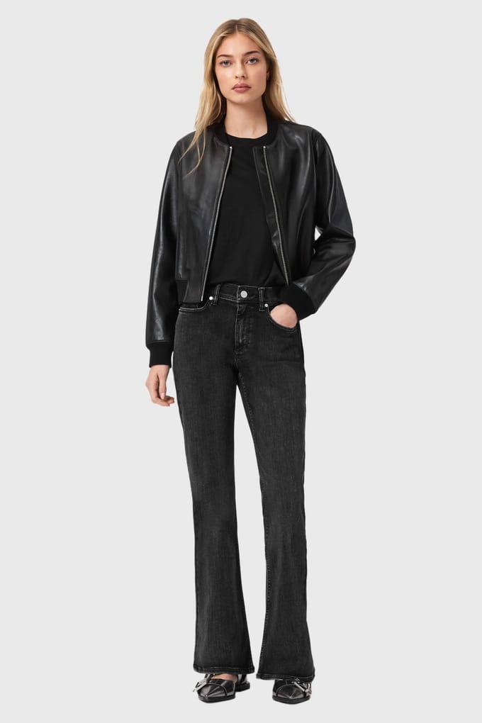 AllSaints Ember Stretch Jean Washed Black Größe: W29 | Ausgestellte Hosen Outlet | Damen | Schwarz