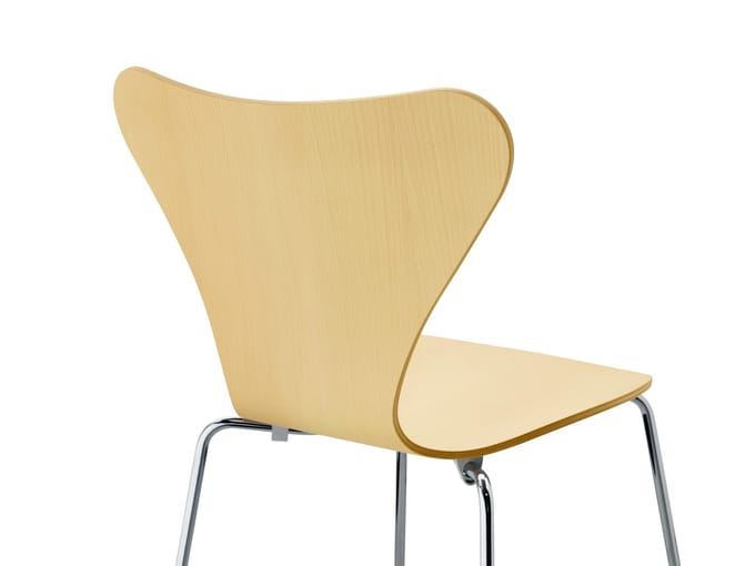Fritz Hansen - Serie 7 3107 stoel - natuurlijk fineer - beuken - verchroomd - bruin