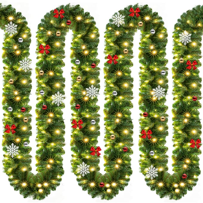 Casaria Kerstguirlande – 5 m 80 LED´s incl. Decoratie – Warm Wit