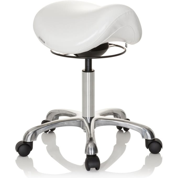 hjh OFFICE Ortho SIT - Werkstoel / werkkruk/ verhoogde bureaustoel - Wit - Kunstleder