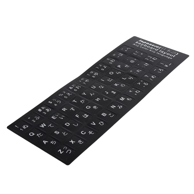 Autocollant pour clavier japonais, lettres blanches, étanche, pour ordinateur portable, de bureau, PC black