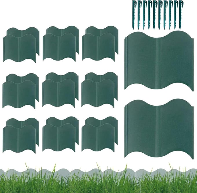 Tuinrand Afscheiding - Gazonrand Bloembed - Tuin Decoratie - Weerbestendig ABS Materiaal - 20 Stuks - Groen