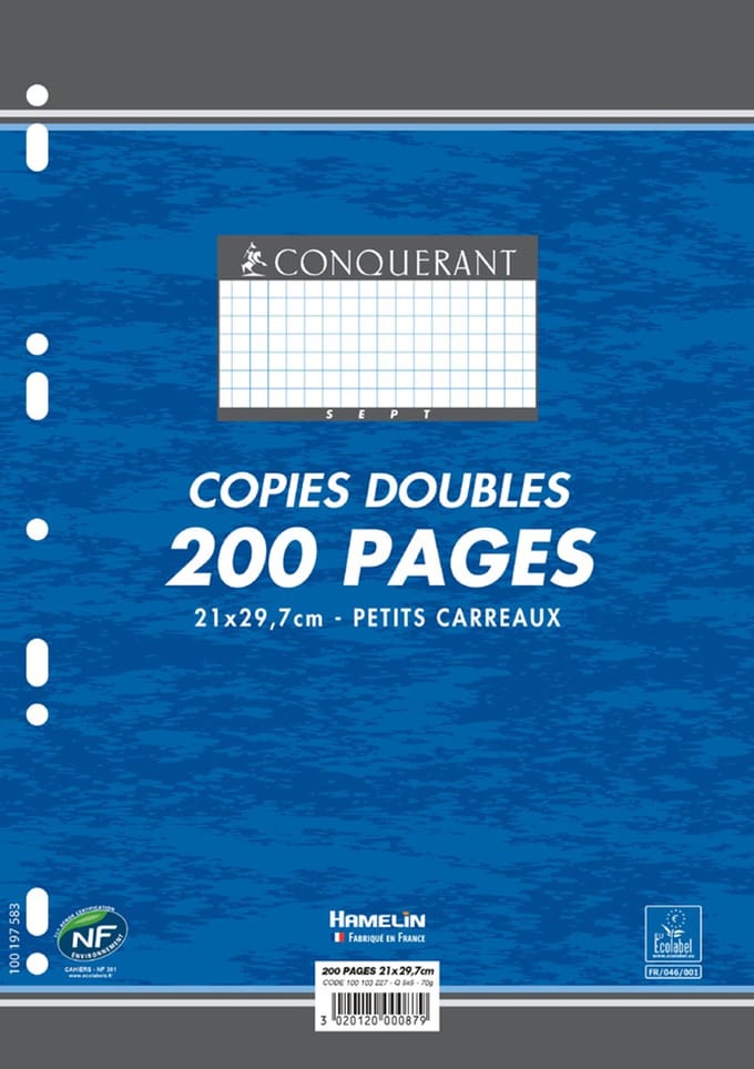 CONQUERANT SEPT - Schrijfblok - A4 - Geruit - Zonder Marge