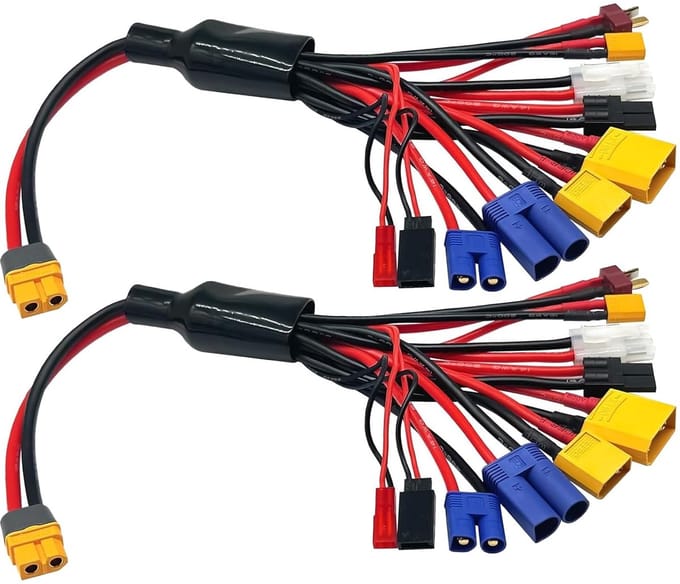 Splitterkabel 10-in-1 - Octopus kabel Lipo - Acculader aansluiten - Meerdere connectoren - 2 stuks 25cm